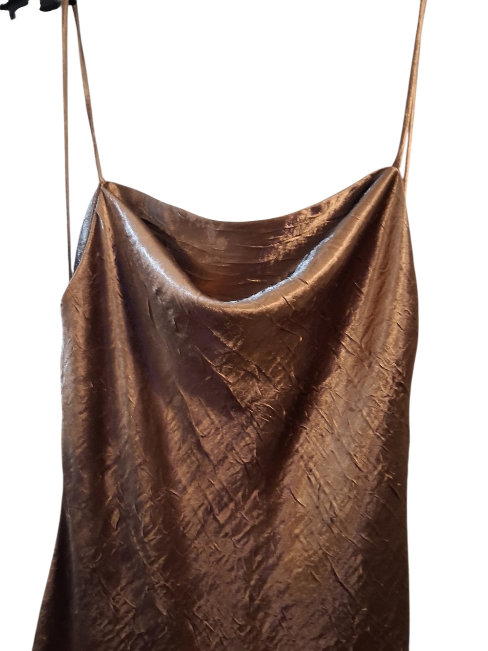 Zara Copper Satin Cowl-Neck Maxi Slip Dress - Picture 7 of 8